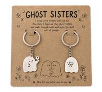 Ethlomoer Ghost Sisters Matching Keychain Set for Women, Cute Metal Keyrings with Heartfelt Quote for Best Friend, Friendship Gifts, Pair Keychains for Sisters and Besties