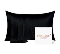 Ethlomoer Natural Pure Silk Pillowcase for Hair and Skin, Both Side 19mm, Hypoallergenic, 600 Thread Count, Smooth Silk Pillow case with Hidden Zipper, Gifts for Women Men, 50x75 cm (Black)