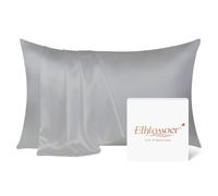 Ethlomoer Natural Pure Silk Pillowcase for Hair and Skin, Both Side 19mm, Hypoallergenic, 600 Thread Count, Smooth Silk Pillow case with Hidden Zipper, Gifts for Women Men, 50x75 cm (Silver)