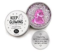 Ethlomoer Tiny Pink Glow in The Dark Pony in Aluminium Tin Box, Mini Pony Figurine with Positive Message, Small Night Glow Pony Gift for Girls Women, Encouragement Keepsake Tin