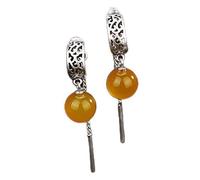 Ethnic 925 Sterling Silver Fine Jewelry Natural Chalcedony Pearl Earrings for Women Bijoux 2