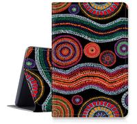 Ethnic Aboriginal Dots Circles Waves Case for iPad Air 13 inch 2024 M2, Shockproof PU Leather Folding Adjustable Stand Case with Auto Sleep/Wake for 13" iPad Air Case 2024 Air M2 13