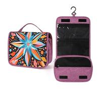 Ethnic Abstract Hanging Toiletry Bag Aztec Flower Travel Wash Bag Cosmetics Makeup Organizer for Women Men Portability Multi-Compartment