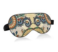Ethnic Abstract Vintage Flowers Art Eye Masks Cover Blocks Light Sleep Mask Shade Cover Blindfold Relaxing Eyeshade Cover with Adjustable Head Strap for Men Women Kids