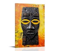 Ethnic African Wall Art, Traditional Tribal Mask Artwork, African American Cultural Decor for Indoor Bedroom Living Space Hanging Paintings Poster 16x24inch(40x60cm)