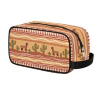 Ethnic Alpaca Cactus Pattern Toiletry Bag for Travel, Cosmetic Makeup Bag Waterproof Polyester Shaving Bag for Men Women Kids, Portable Organizer for Bathroom Gym Vacation