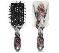 Ethnic Alpaca Cute Llama Animal Hair Brush Wet Dry Air Cushion Hair Brush Plastic Detangler Hairbrush for Kids Adults Back To School Gift Women Men
