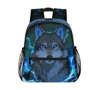Ethnic Animal Wolf Kids Backpack for Boys Girls, Waterproof Lightweight Toddler School Bag with Chest Strap, Small Travel Book Bag Preschool Kindergarten Backpack