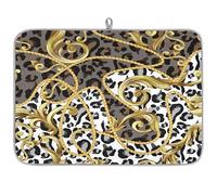 Ethnic Art Leopard Print Microfibre Dish Drying Mat Absorbent Dish Drying Drainers Mats for Kitchen Spoon Glass Plate 45.7 x 60.9 cm