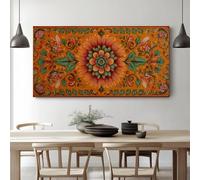 Ethnic Art Mandalas Patterns Wooden Framed Canvas Wall Art Decor 40 x 30 cm, Bohemian Large Painting On Canvas Poster Wall Artworks for Living Room, Hallway, Bedroom
