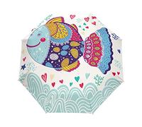Ethnic Artistic Fish Cute Umbrella Windproof Automatic Foldable Umbrells Auto Open Close for Men Women Kids