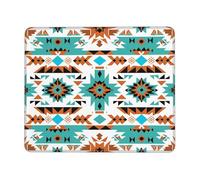 Ethnic Aztec Geometric Mouse Pad Indian Gaming Mouse Mat with Stitched Edges Non-Slip Rubber Base Mousepad for for PC Laptop 26x21cm