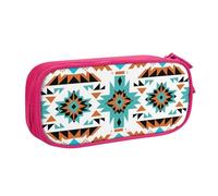 Ethnic Aztec Geometric Pencil Case for Boys Girls Indian Large Pen Bag Desk Stationery Organizer Pencil Pouch for School Office Zippered Makeup Bag