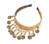 Ethnic Belly Dance Hairband Gold Coin Fringed Headband for Stability Comfortable Wear Stage Show Dressingup Headpiece Folk Dance Hair Ornament