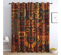 Ethnic Boho Blackout Curtains for Bedroom living Room, Tribal Vintage Curtains 46 x 90, 90 Inch Drop Curtains 2 Panels Set, Thermal Eyelet Drapes Decorative Patterned Window Treatments (Q1-&76)