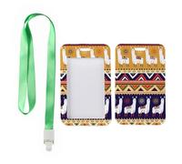 Ethnic Boho Llama Print ID Badge Holder with Green Lanyard, Badge Holders, Vertical Cards Protector for Nurse, Vertical ID Cards Protector for Driver, Nurse Essentials Work Teacher Stuff
