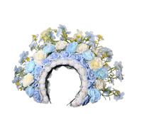Ethnic Bridal Headband Hair Wreath Florals Crown Wedding Flower Headband Double-sided Hairband Hair Accessory