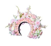 Ethnic Bridal Headband Hair Wreath Florals Crown Wedding Flower Headband Double-sided Hairband Hair Accessory Wedding Festival Headband