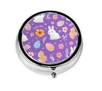 Ethnic Bunny Small Pill Box 3 Compartment Portable Pill Box for Purse Pocket Easter Eggs Mini Medicine Organiser for Daily Vitamin Fish Oil Storage