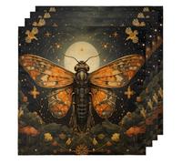 Ethnic Butterfly Moon Cloth Napkins Set of 4, Dinner Napkins Cloth 50 x 50 cm, Soft & Comfortable Reusable Napkin for Party Wedding Napkins