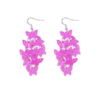 Ethnic Butterfly Tassel Long Drop Dangle Earrings Gradient Bohemian Boho Retro for Women Hollow Holiday Jewelry Hook Earrings Lightweight Mix Color Colorful Animal, Metal, metal
