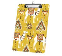 Ethnic Camel Design Clip Board, Acrylic Decorative Legal Size Clip Board 9"× 12. 5" with Low Profile Metal, Boards for School Offoce Lady Men Women Nurses
