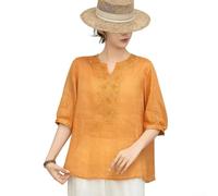 Ethnic Chinese Style Blouse Women Short Sleeve Pullover | Relaxed loose silhouette, flattering v-neckline, vibrant colors available, easy care wash, holiday essential