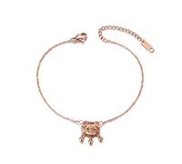 Ethnic Chinese Style Longevity Lock Charm Anklet Foot Jewelry Chain Link Anklets For Women Girls