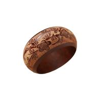Ethnic Chunky Wooden Bangle Bracelets Bohemian Carved Geometric Natural Wood Bracelet for Women Men Vintage Striped Pattern Handmade Tribal Wrist Jewelry, M, Zinc, no gemstone