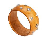 Ethnic Chunky Wooden Bangle Bracelets Bohemian Carved Geometric Natural Wood Bracelet for Women Men Vintage Striped Pattern Handmade Tribal Wrist Jewelry, M, Zinc, no gemstone