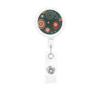Ethnic Circles Floral Pattern Print Badge Holders for Securing onto Pockets and Purse Straps for Work Office Hospital