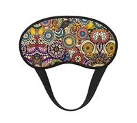 Ethnic Circles Floral Pattern Print Blackout Sleep Mask - Side Sleeper Eye Cover, Soft Comfort, Perfect for Travel, Meditation