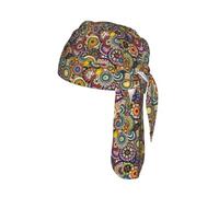 Ethnic Circles Floral Pattern Print Cycling Cap Headband Stretch Yoga Running Everyday Sweatband Unisex Breathable Hat