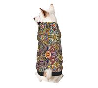 Ethnic Circles Floral Pattern Print Dog Hoodie For Small Dogs, Warm, Soft, And Breathable Sweatshirt, Easy To Wear Jumper, Pet Winter Weather Coat Pullover