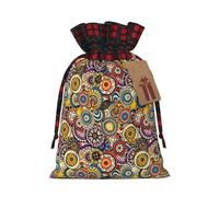 Ethnic Circles Floral Pattern Print Gift Reusable Bags Festive Drawstring Pouches Versatile Birthday Wedding Favors