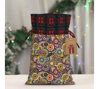 Ethnic Circles Floral Pattern Print Gift Reusable Bags Festive Drawstring Pouches Versatile Birthday Wedding Favors