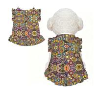 Ethnic Circles Floral Pattern Print Pet Breathable T-Shirt Skirt XL