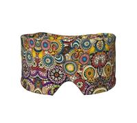 Ethnic Circles Floral Pattern Print Sleep Eye and Ear Muffs Mask - Adjustable Yoga Travel Headband, Keep Warm Shading Comfortable Aid