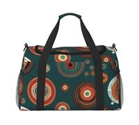 Ethnic Circles Floral Pattern Print Stylish Foldable Carry On Tote with Waterproof Zipper for Weekend Getaways Bag