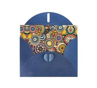 Ethnic Circles Floral Pattern Printing Holiday Love Buckle Pearl Paper Bulk With Envelopes Greeting, Thinking Of You Cards 4 X 6inch