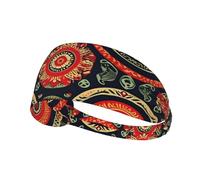 Ethnic Circles Floral Sports Headband For Men Women Tennis Sweat Band For Workout Sports Headbands Elastic For Running