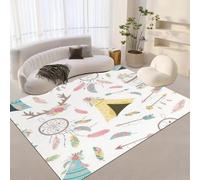 Ethnic Colorful Prints Non-Slip Kids Area Rug, Tent, Bird Cage, Bow and Arrow Small Porch Door Mat, Soft Comfortable Cost-Effective for Living Room Bedroom Indoor Outdoor Kitchen Hallway-160 x 230cm