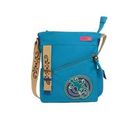 Ethnic cotton bag with colorful prints and leather inserts, cotton and leather shoulder bag for women Ethnic Indian colorful (Turquoise)