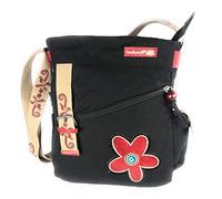 Ethnic cotton bag with colorful prints and leather inserts, cotton and leather shoulder bag for women Ethnic Indian colorful (Black)