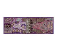 Ethnic Cotton Decorative Indian Dinning Art Table Patchwork Beads Embroidered Room Handmade Decor Cloth Table Runner (Purple, 20" x 60")