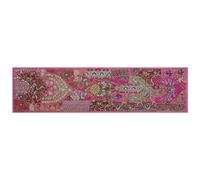 Ethnic Cotton Decorative Indian Dinning Art Table Patchwork Beads Embroidered Room Handmade Decor Cloth Table Runner (Fuchsia, 20" x 60")