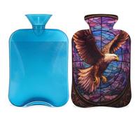 Ethnic Eagles Animal Bird Hot Water Bottle with Cover, 2L Hot Water Bag for Pain Relief, Neck and Shoulder, Hand Feet Warmer