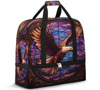 Ethnic Eagles Animal Bird Travel Duffel Bag for Women Men, Foldable Sports Gym Bag Weekend Overnight Totes Carry on Cabin Bag with Shoes Compartment