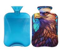 Ethnic Eagles Bird Pattern Hot Water Bottle with Cover, 2L Hot Water Bag for Pain Relief, Neck Soft and Shoulder, Hand Feet Warmer, Hot and Cold Compress for Adult Kids