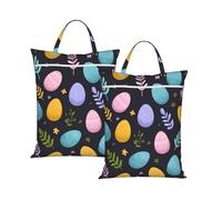 Ethnic Easter Eggs 2Pcs Travel Laundry Bag with Handle, Portable Dirty Washing Bag for Camping Gym Holidays Spring Water-Repellent Laundry Tote for Suitcase Luggage